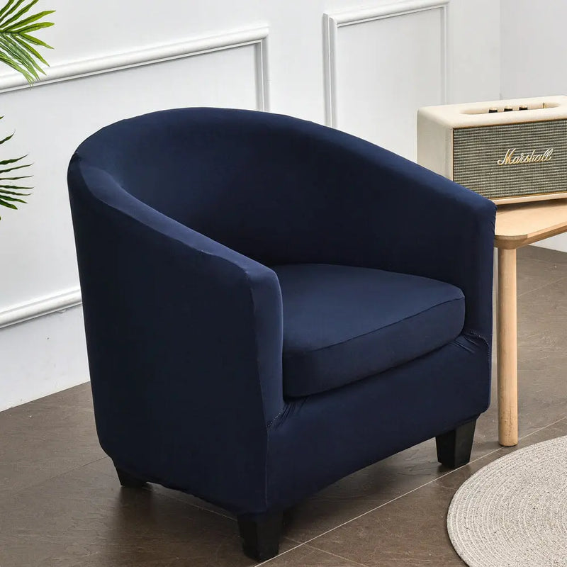 Crfatop 2 Piece Club Chair Slipcover Stretch Barrel Chair Covers 2-Packs-Dark-Blue