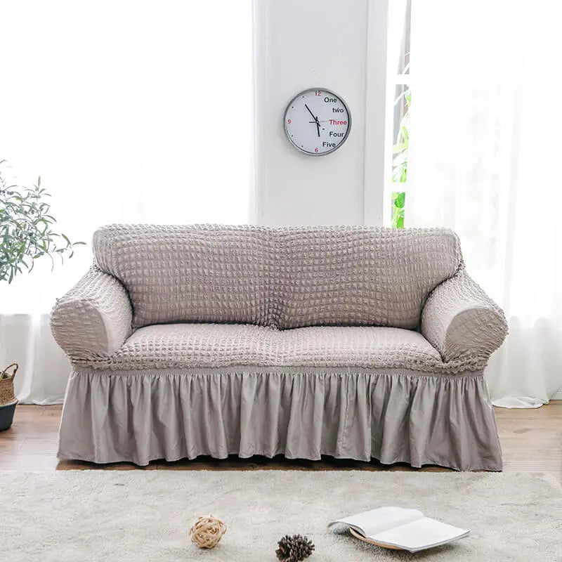 Crfatop Decorative Seersucker Box Cushion Sofa Slipcover
