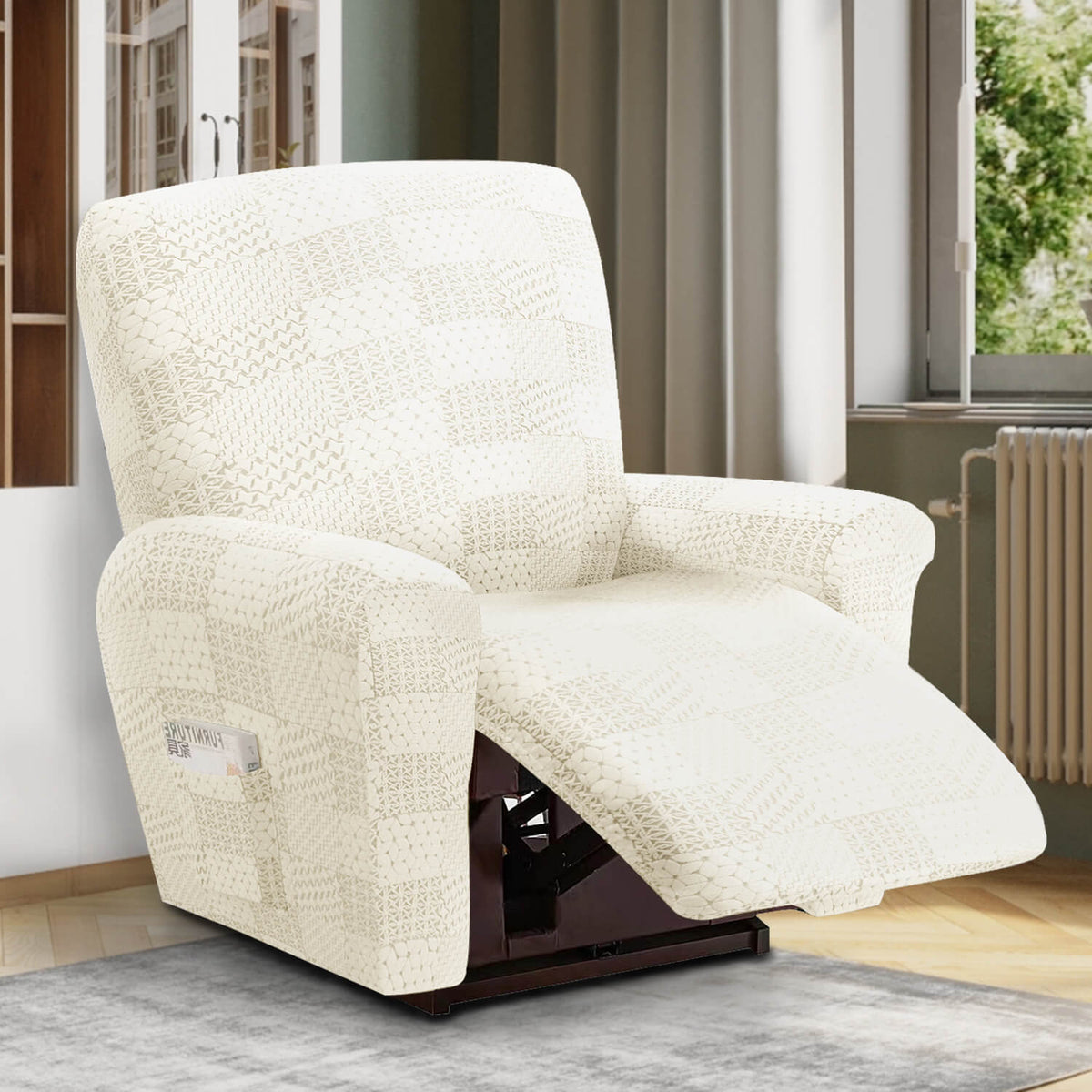 Crfatop High Quality Recliner Couch Cover Box Cushion Sofa Cover ReclinerChairWhite