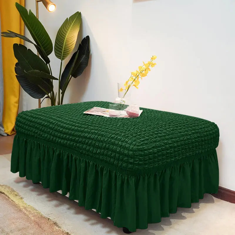 Crfatop High Stretch Seersucker Fabric Ottoman Slipcovers Green
