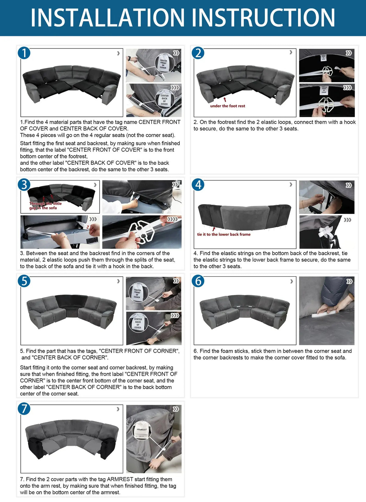Crfatop L Shape Sectional Recliner Sofa Covers Corner Couch Covers