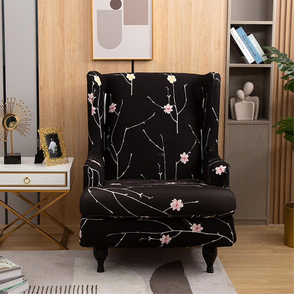 Crfatop Oversized Wingback Chair Slipcovers with Seat Cover - Dark Grey Black