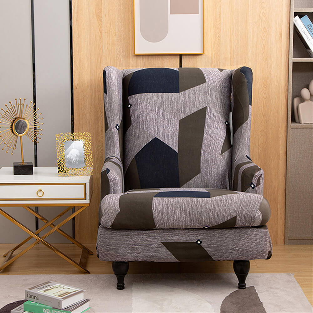 Crfatop Oversized Wingback Chair Slipcovers with Seat Cover - Dark Grey Black-grey
