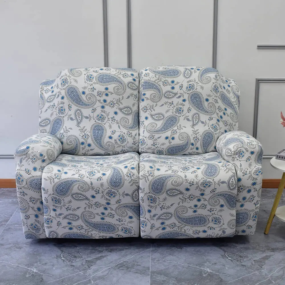 Printed Recliner Loveseat Slipcover 2 Seat Recliner Sofa Covers (6 Pcs)