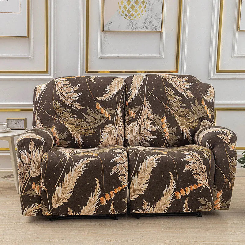 Crfatop Printed Recliner Loveseat Slipcover with Pockets 6-Pieces Lazy Boy 3-seat Cover M-Yellow-black