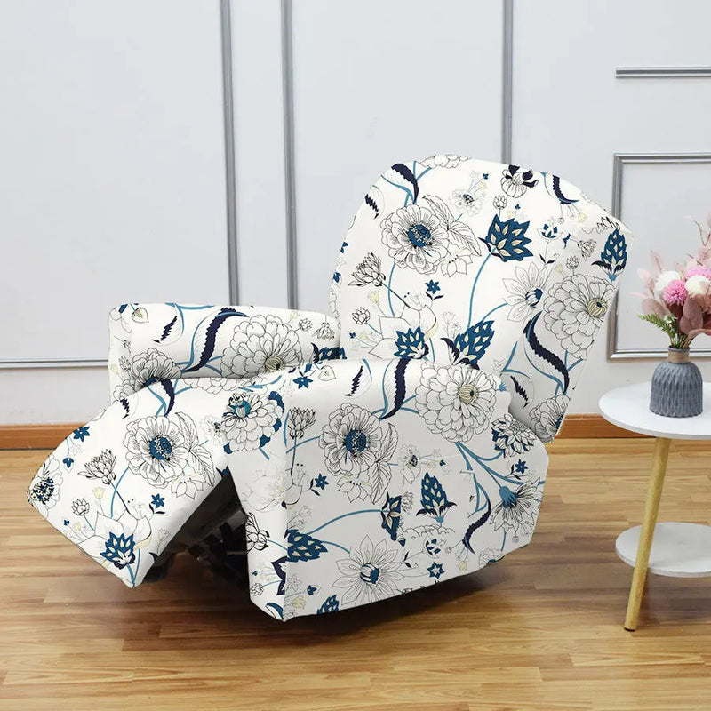 Crfatop Printing Recliner Chair Cover 4 Pcs Armchair Cover White