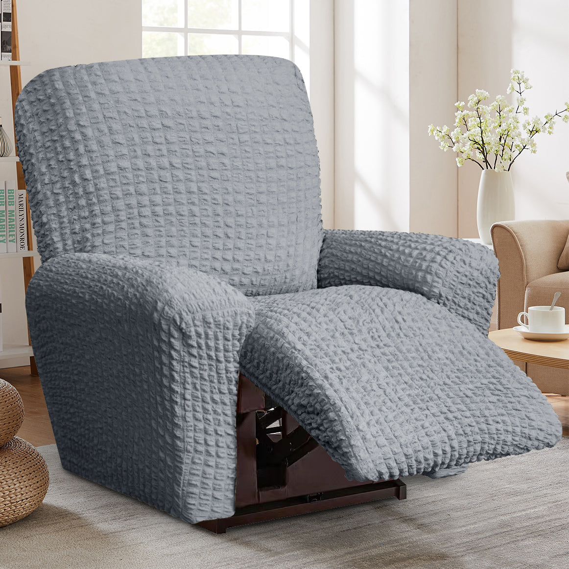 Crfatop Reclining Armchair Slipcover Recliner Sofa Cover ReclinerChairLightGrey