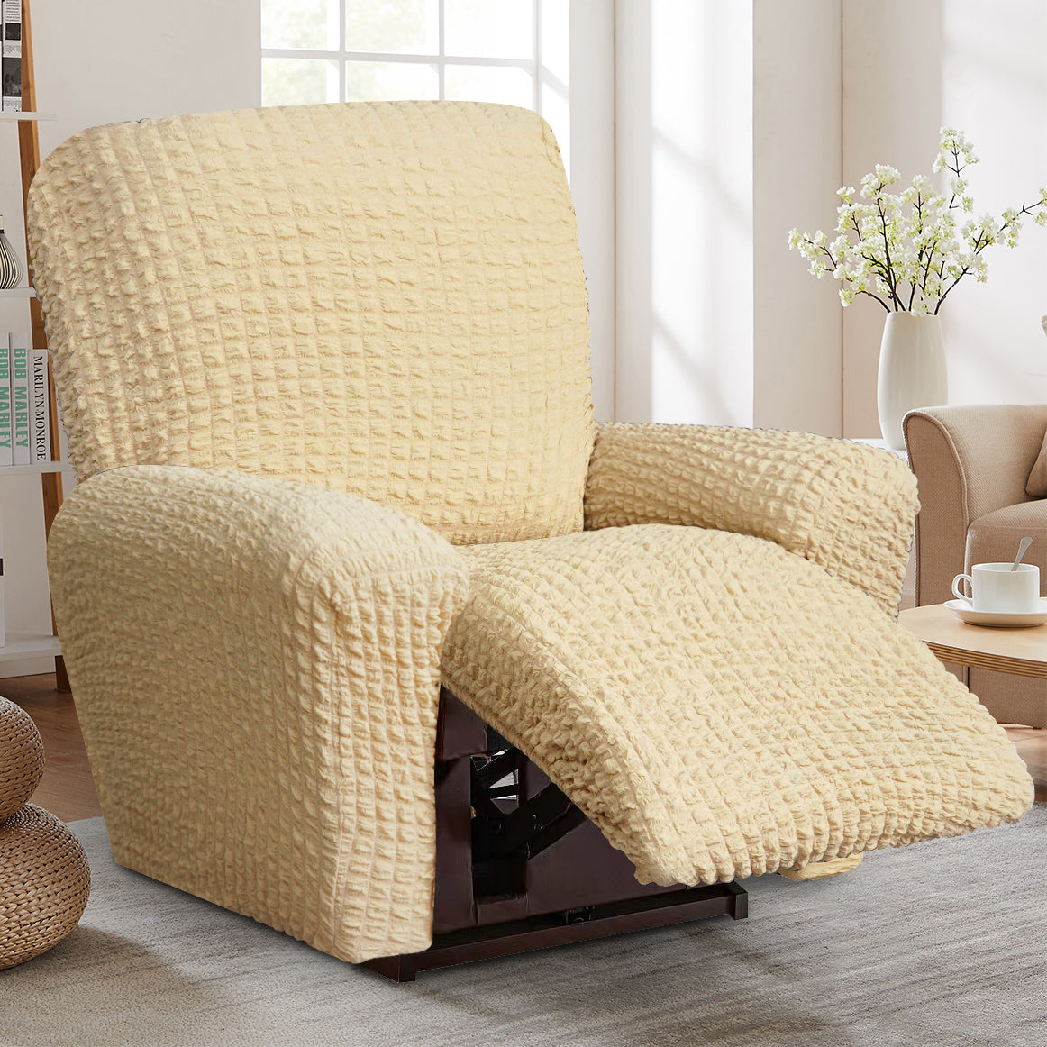 Crfatop Reclining Armchair Slipcover Recliner Sofa Cover ReclinerChairLightYellow