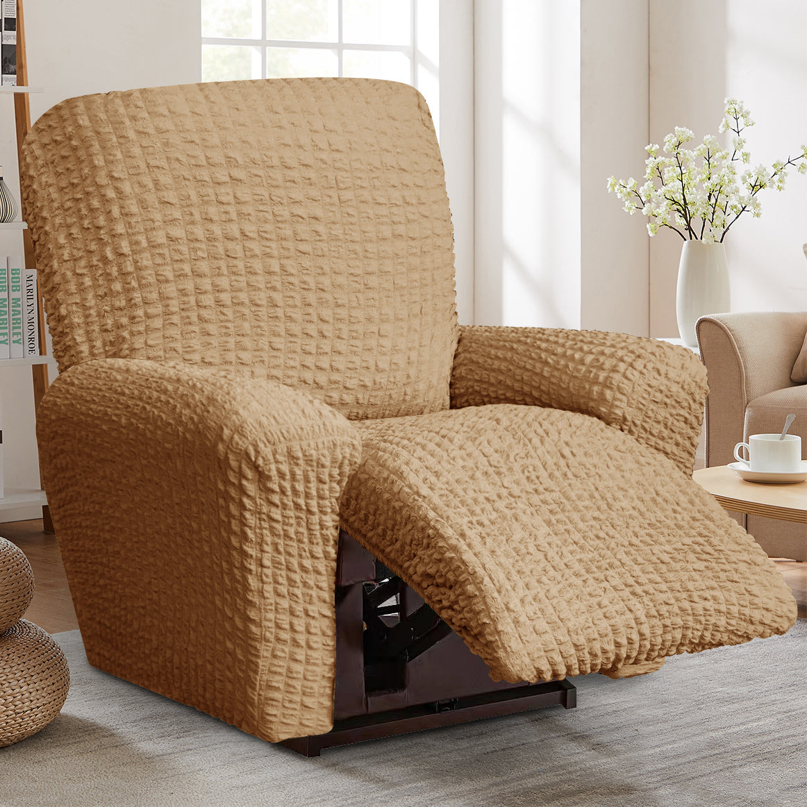 Crfatop Reclining Armchair Slipcover Recliner Sofa Cover ReclinerChairKhaki
