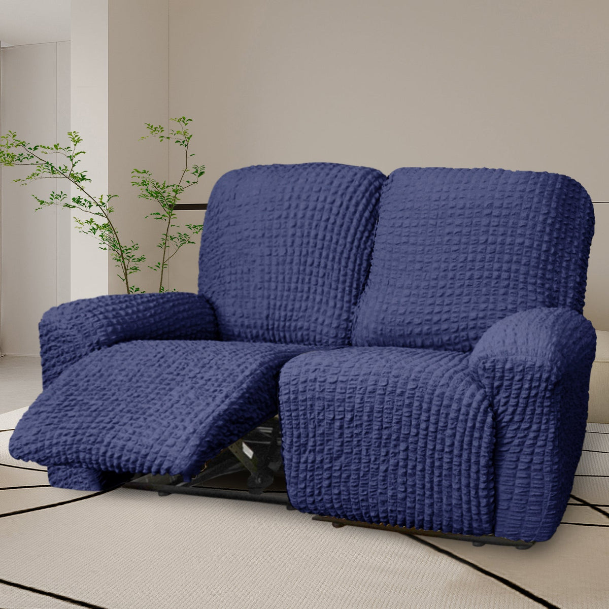 Crfatop Reclining Armchair Slipcover Recliner Sofa Cover Recliner2-seaterBlue