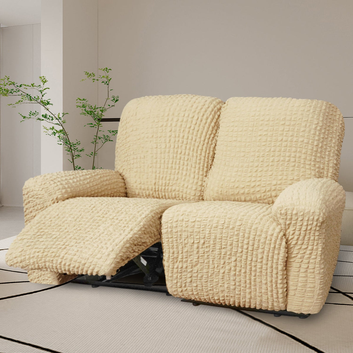 Crfatop Reclining Armchair Slipcover Recliner Sofa Cover Recliner2-seaterLightYellow