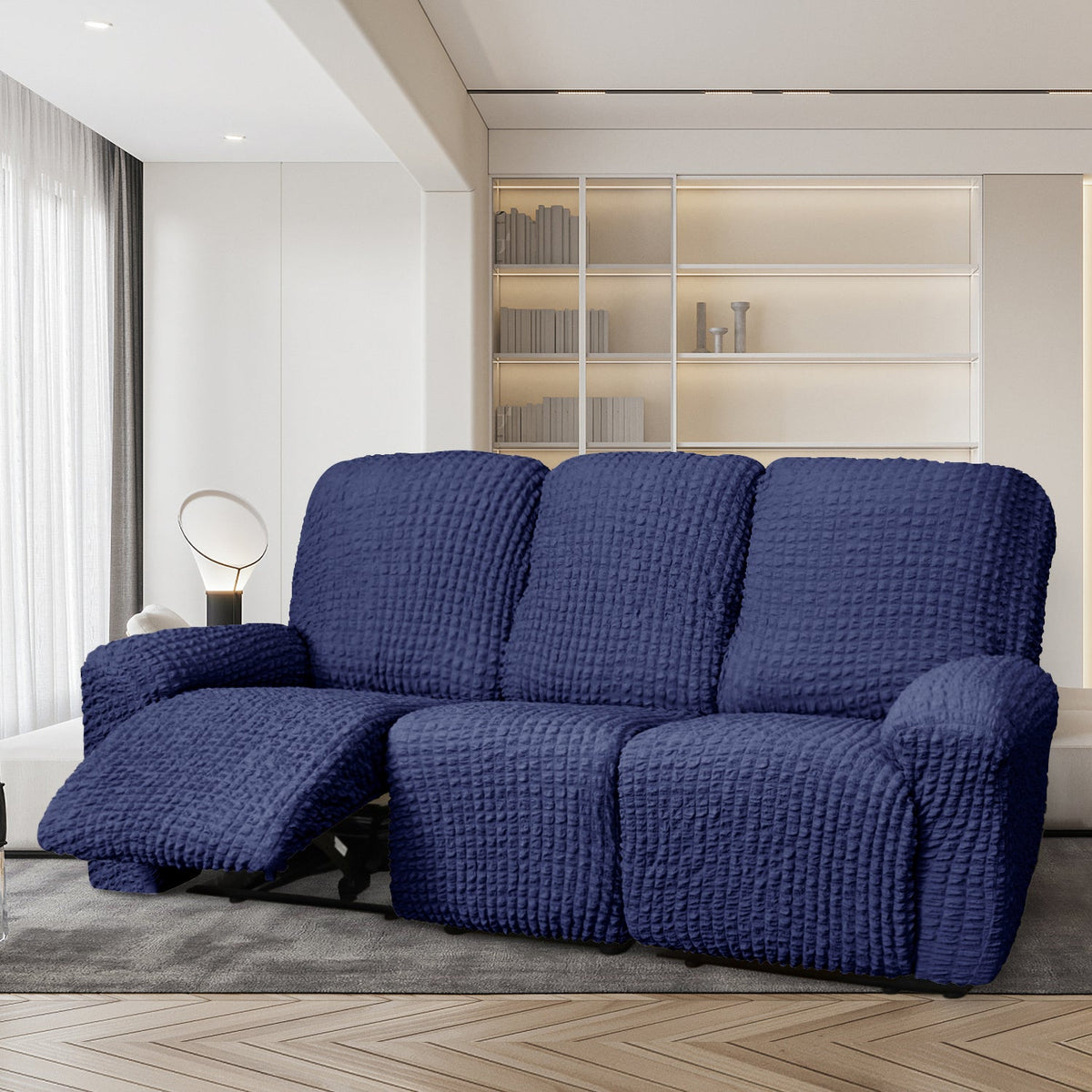 Crfatop Reclining Armchair Slipcover Recliner Sofa Cover Recliner3-seaterBlue