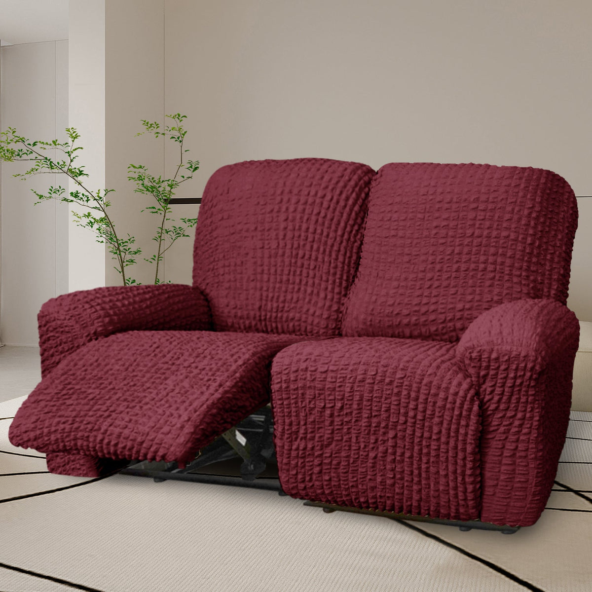 Crfatop Reclining Armchair Slipcover Recliner Sofa Cover Recliner3-seaterWine