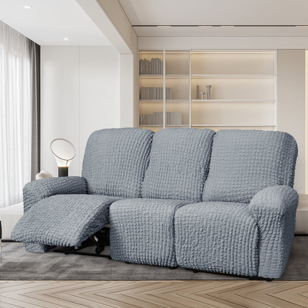 Crfatop Reclining Armchair Slipcover Recliner Sofa Cover Recliner3-seaterLightGrey