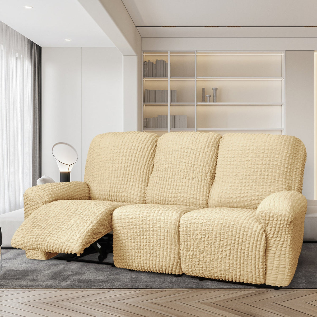 Crfatop Reclining Armchair Slipcover Recliner Sofa Cover Recliner3-seaterLightYellow