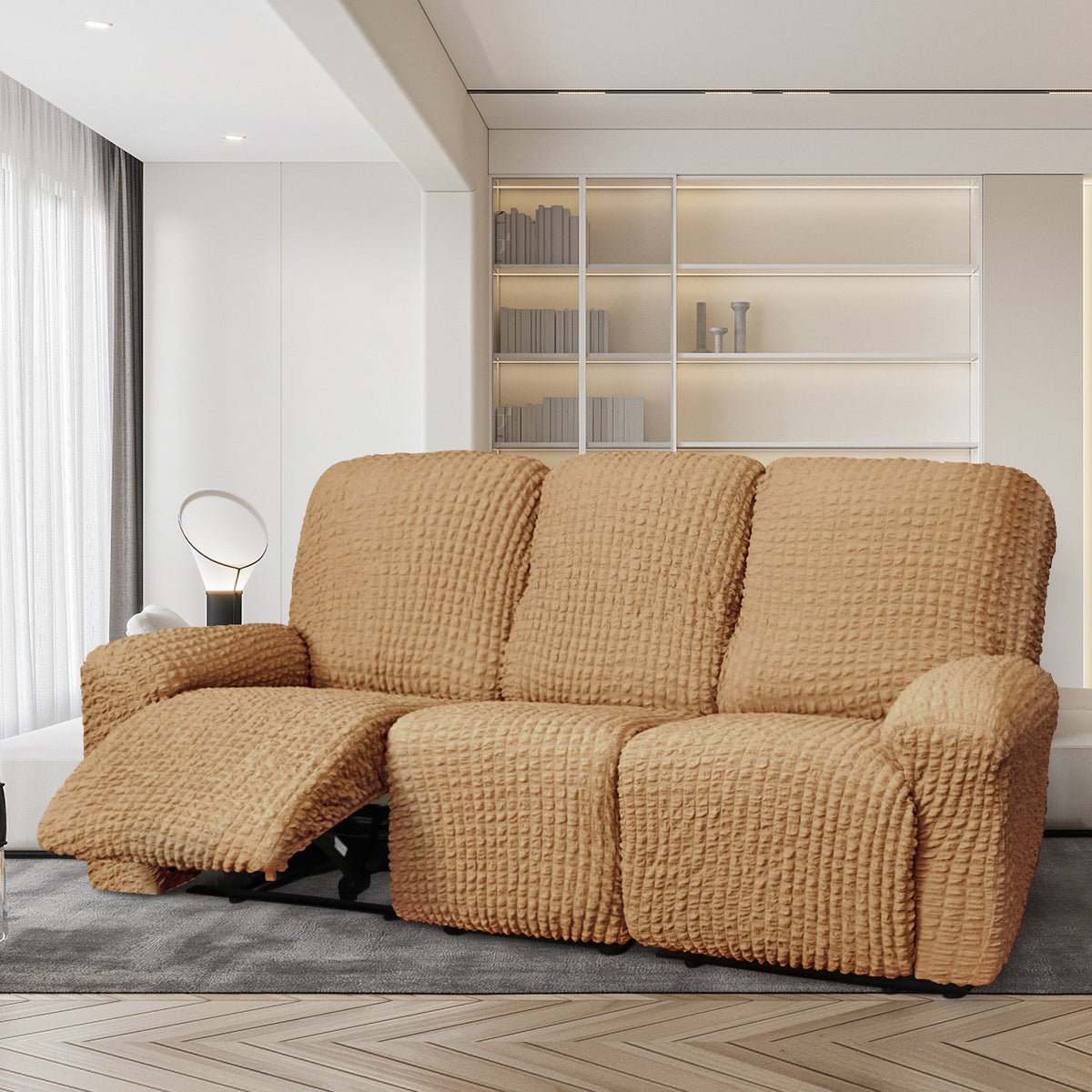 Crfatop Reclining Armchair Slipcover Recliner Sofa Cover Recliner3-seaterKhaki