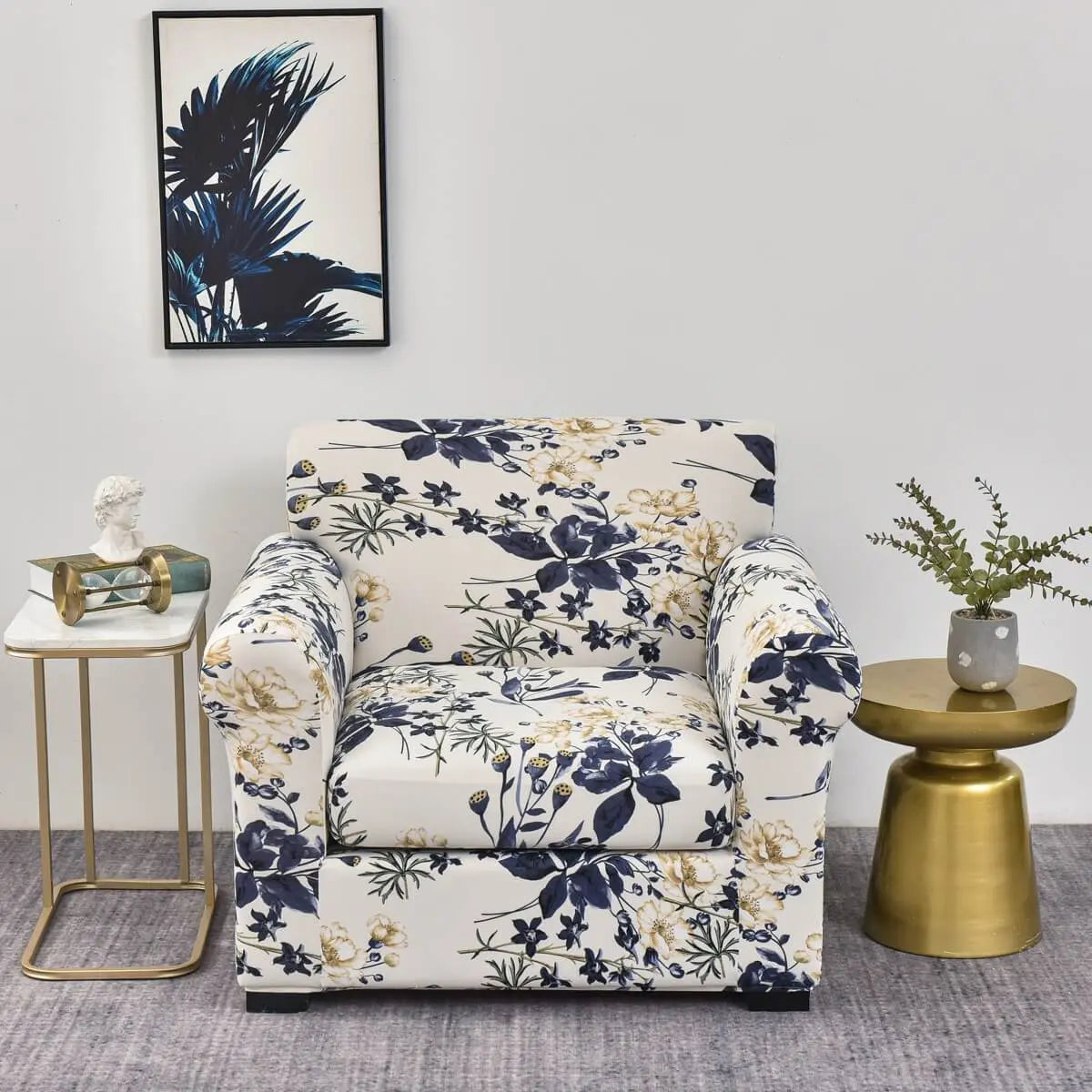 Crfatop Stretch Armchair Cover Slipcovers for 1 Seater Chair Slip Cover Blue-white