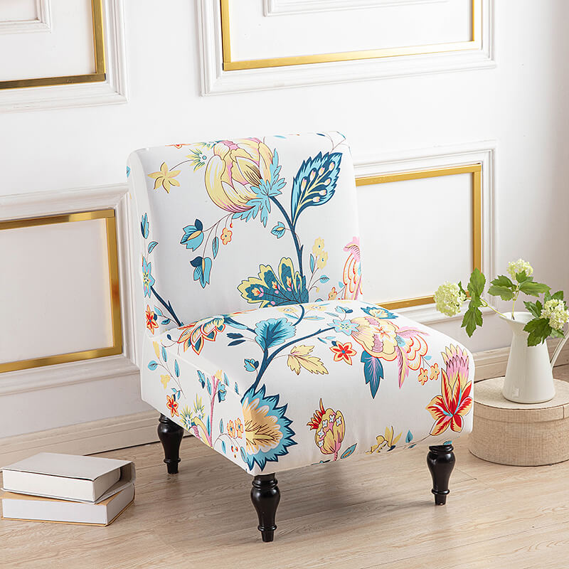 Crfatop Stretch Slipper Chair Cover Armless Accent Chair Slipcovers White