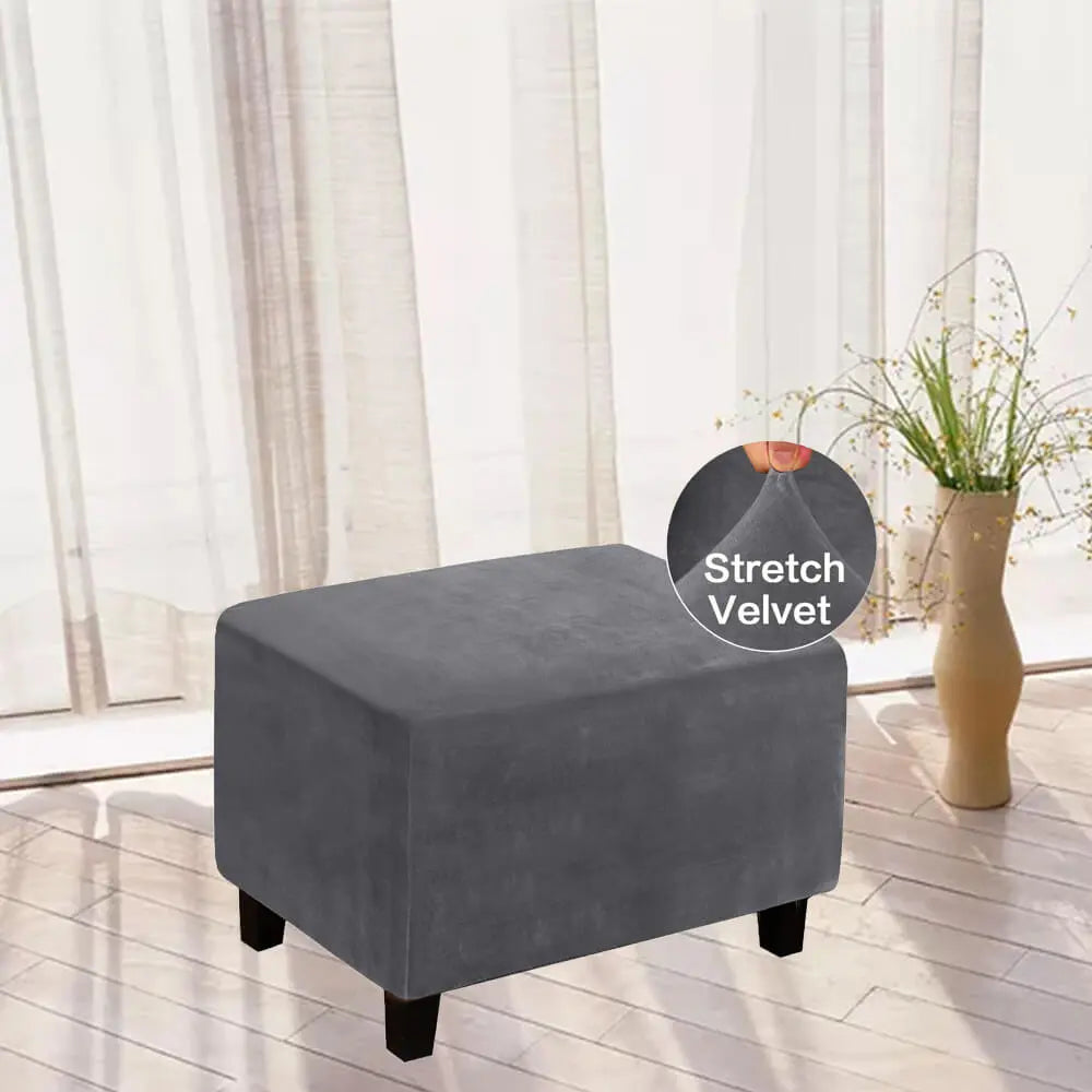 1 Piece Velvet Plush Rectangle Folding Storage Covers Ottoman Slipcovers Crfatop %sku%