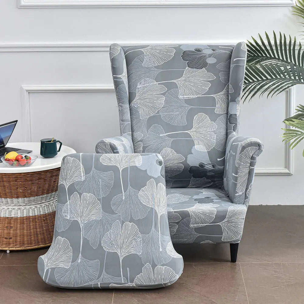 2 Piece Wingback Chair Covers Floral Patterned Chair Cover for Living Room Crfatop %sku%