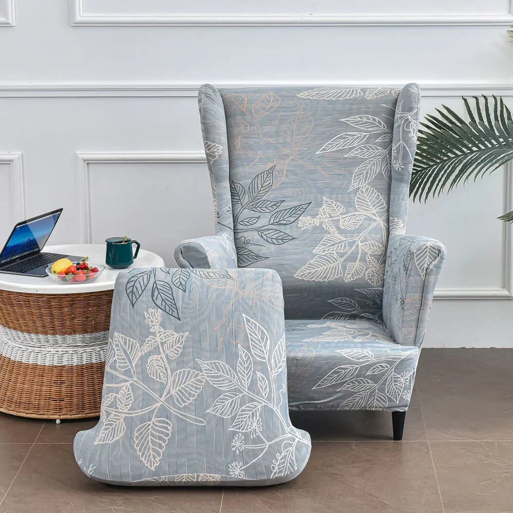 2 Piece Wingback Chair Covers Floral Patterned Chair Cover for Living Room Crfatop %sku%