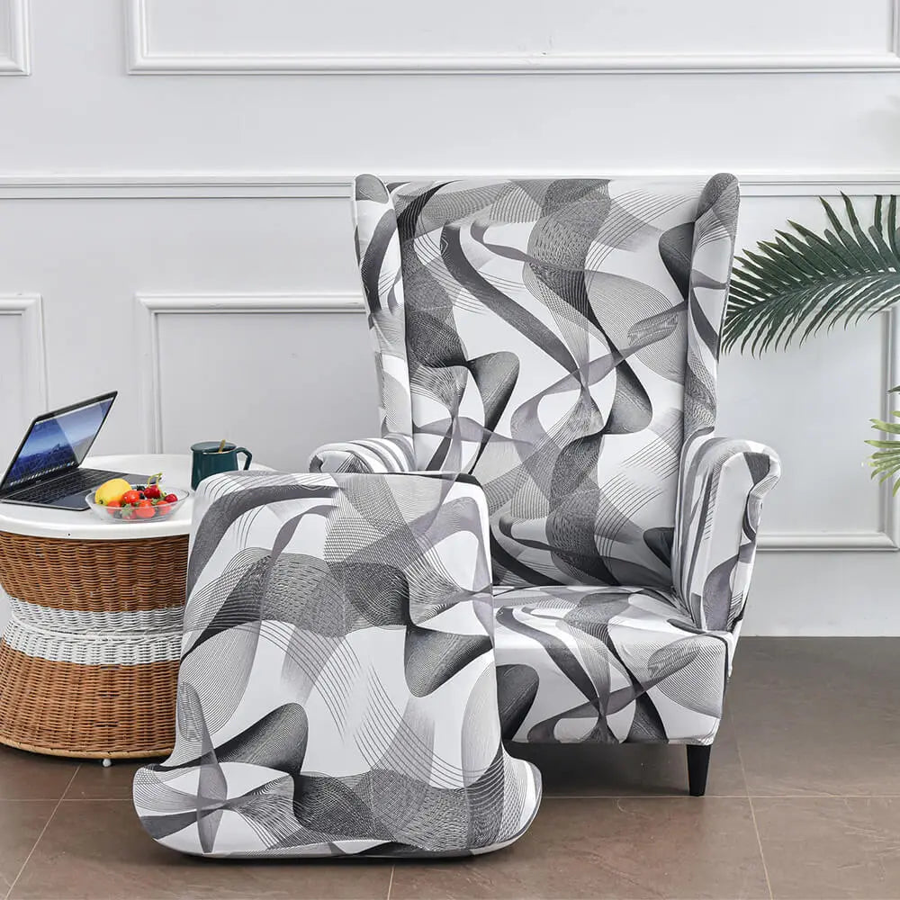 2 Piece Wingback Chair Covers Floral Patterned Chair Cover for Living Room Crfatop %sku%