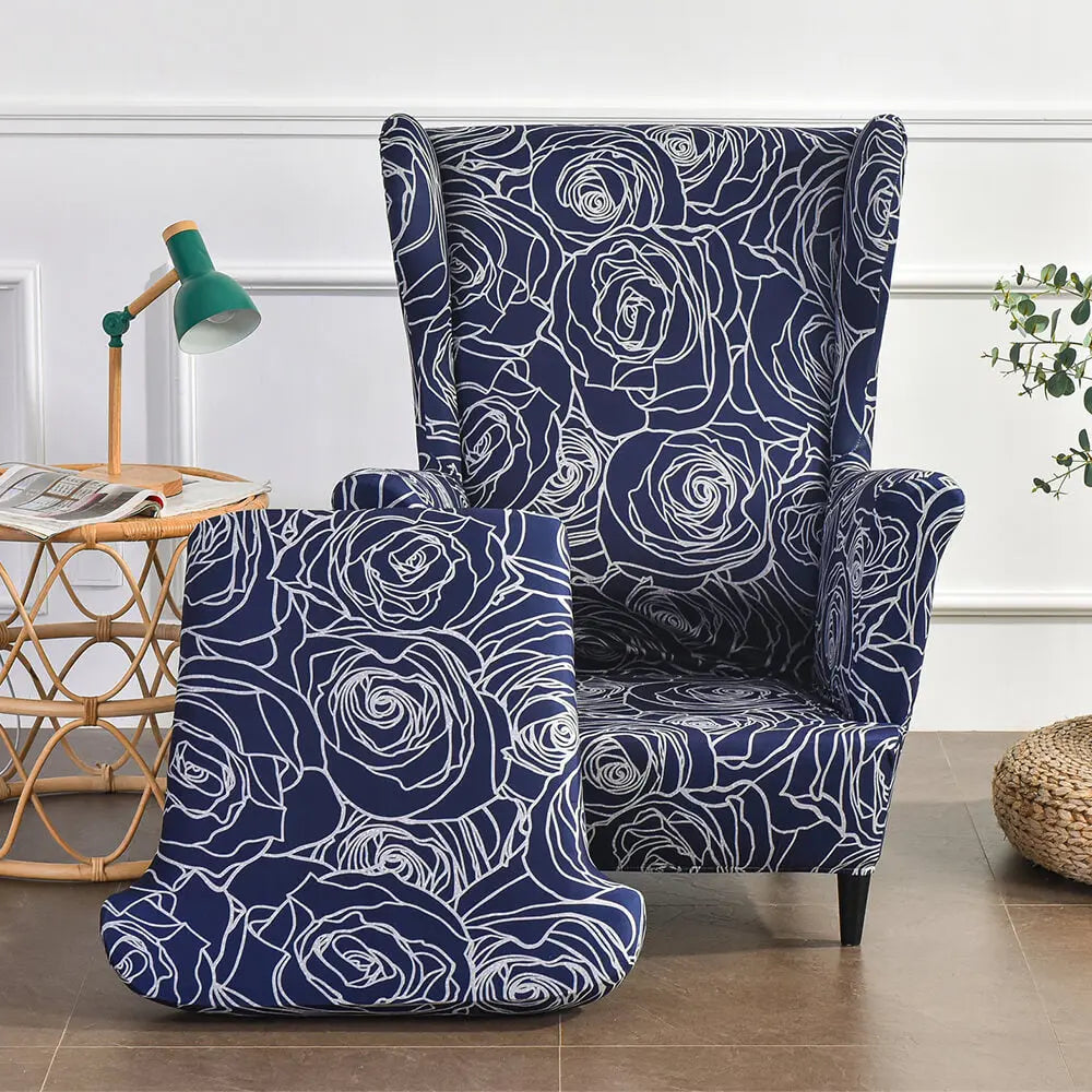 2 Piece Wingback Chair Covers Floral Patterned Chair Cover for Living Room Crfatop %sku%
