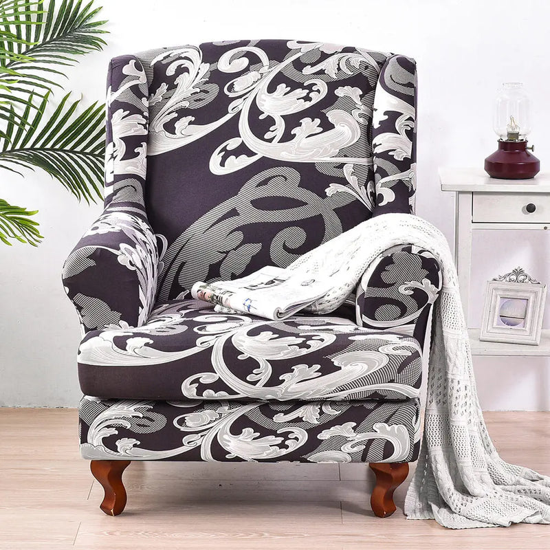 2 Pieces Wing Back Chair Slipcover with T-cushion Cover Top Level Crfatop %sku%