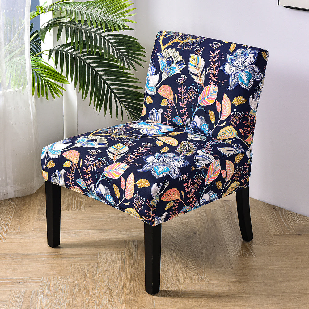 1 Pair Armless Accent Chair Cover Slipcover Stretch Slipper Chair Slipcover Floral Printed Elastic Spandex Covers for Chairs Without Arms Crfatop %sku%