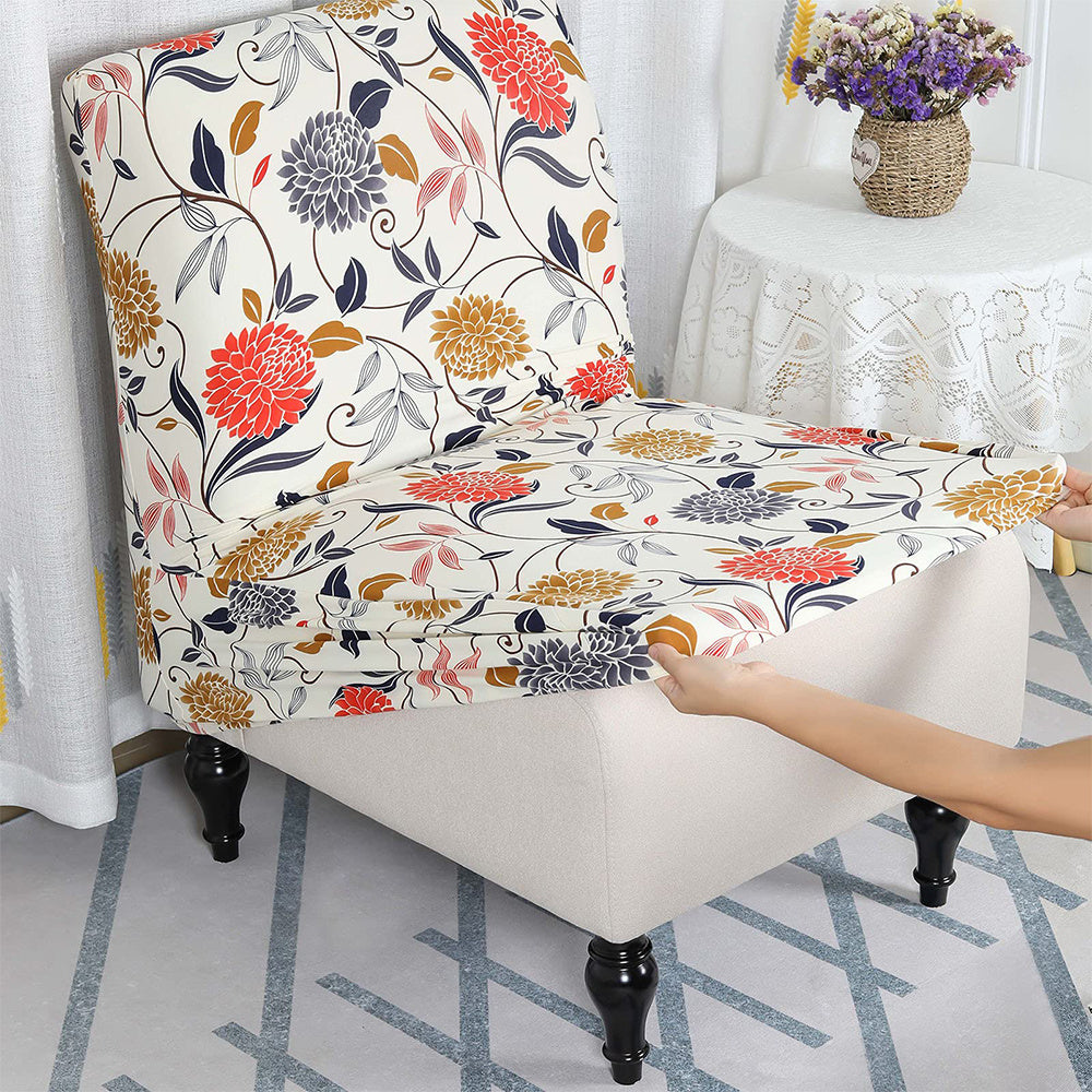 Floral Accent Chair Slipcover Unique One-size Armless Dining Chair Sofa Cover Crfatop %sku%