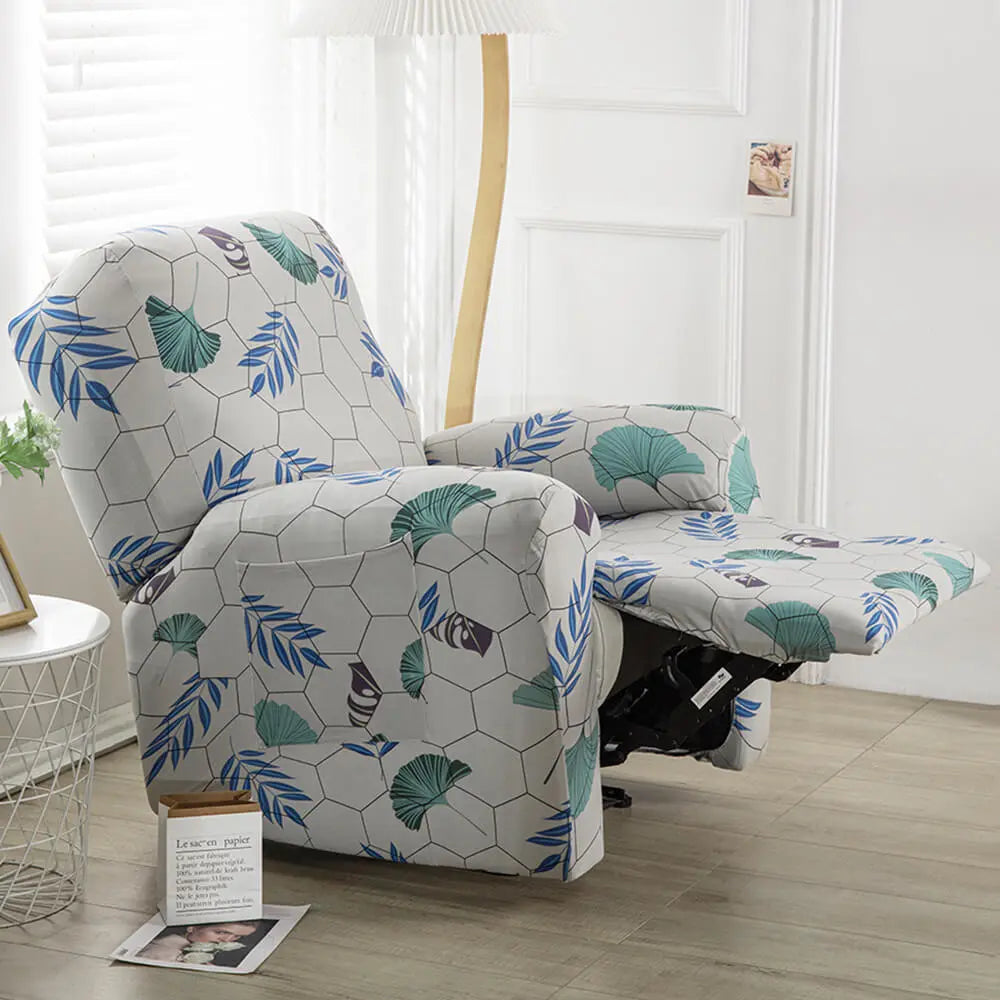 CRFATOP Stretch Recliner Slipcover Printed 4-Piece 1 Seat Recliner Chair Slipcover Furniture Protector Crfatop %sku%