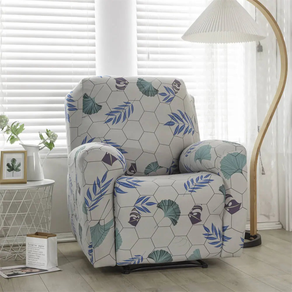 CRFATOP Stretch Recliner Slipcover Printed 4-Piece 1 Seat Recliner Chair Slipcover Furniture Protector Crfatop %sku%