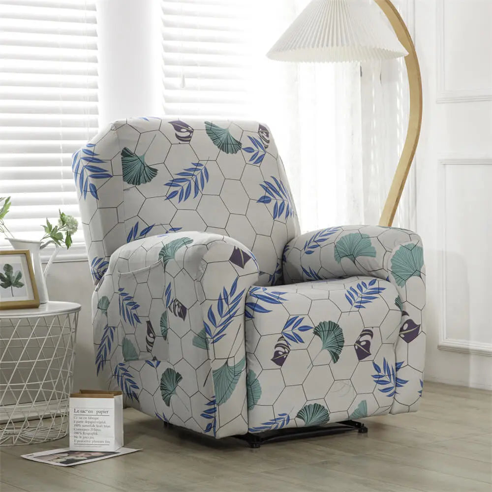 CRFATOP Stretch Recliner Slipcover Printed 4-Piece 1 Seat Recliner Chair Slipcover Furniture Protector Crfatop %sku%