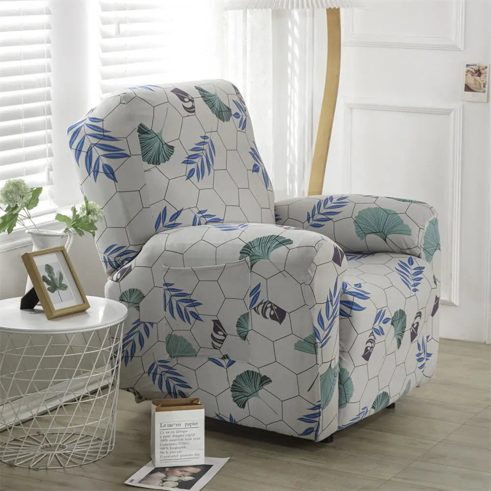 CRFATOP Stretch Recliner Slipcover Printed 4-Piece 1 Seat Recliner Chair Slipcover Furniture Protector Crfatop %sku%
