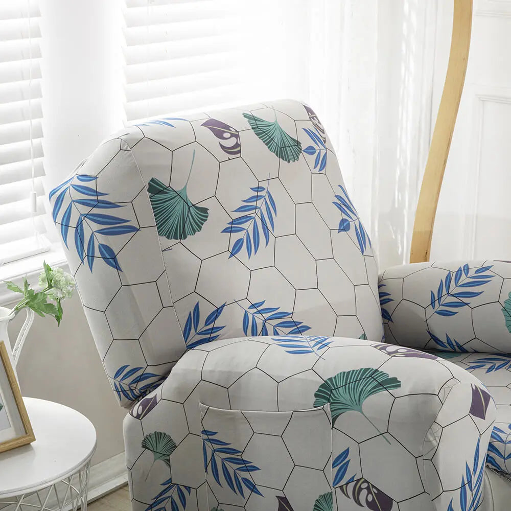CRFATOP Stretch Recliner Slipcover Printed 4-Piece 1 Seat Recliner Chair Slipcover Furniture Protector Crfatop %sku%