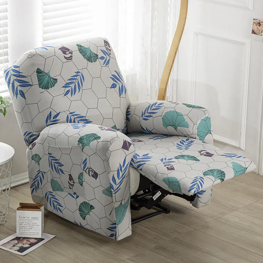 CRFATOP Stretch Recliner Slipcover Printed 4-Piece 1 Seat Recliner Chair Slipcover Furniture Protector Crfatop %sku%