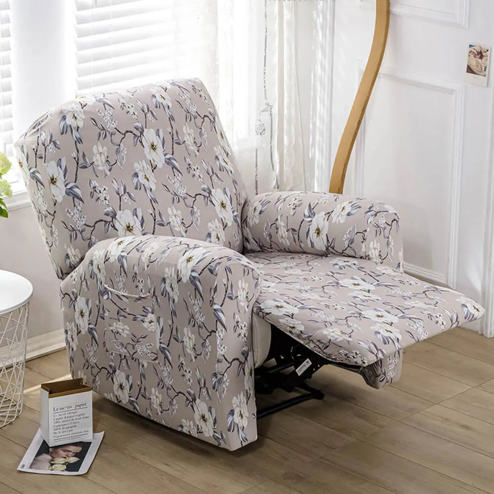 CRFATOP Stretch Recliner Slipcover Printed 4-Piece 1 Seat Recliner Chair Slipcover Furniture Protector Crfatop %sku%