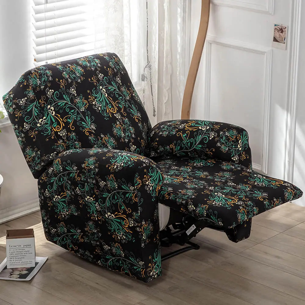 CRFATOP Stretch Recliner Slipcover Printed 4-Piece 1 Seat Recliner Chair Slipcover Furniture Protector Crfatop %sku%