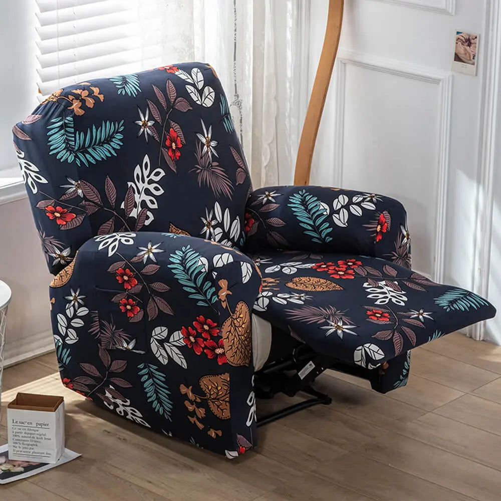 CRFATOP Stretch Recliner Slipcover Printed 4-Piece 1 Seat Recliner Chair Slipcover Furniture Protector Crfatop %sku%