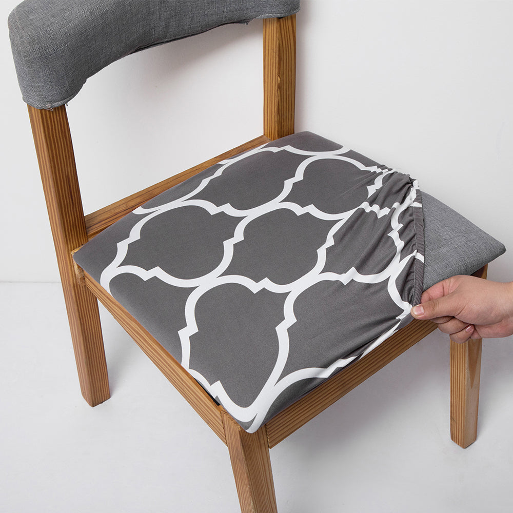 Stretch Printed Chair Seat Cover 2 Pieces Washable Dining Upholstered Chair Protector Seat Cushion Slipcover Crfatop %sku%