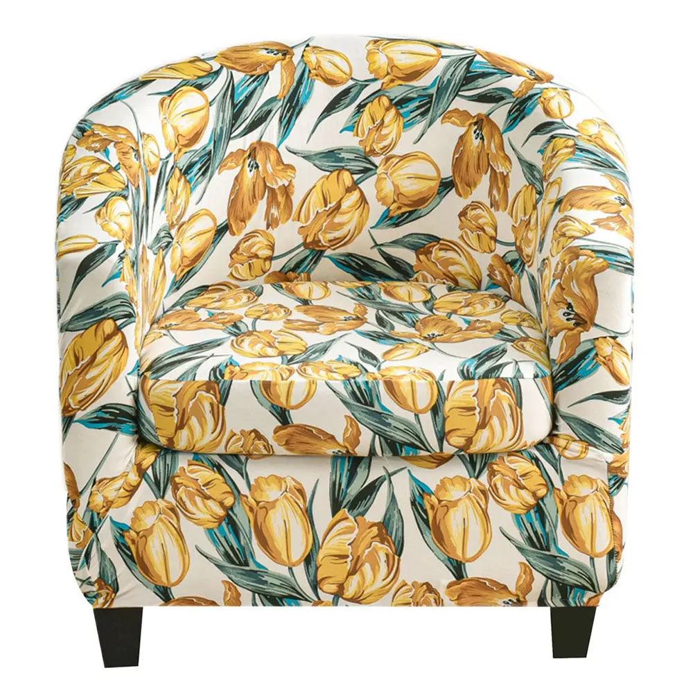 Charming 2022 Tulip Prints Tub Armchair Slipcover 2 Pieces Single Sofa Cover Non-slip Couch Cover Crfatop %sku%