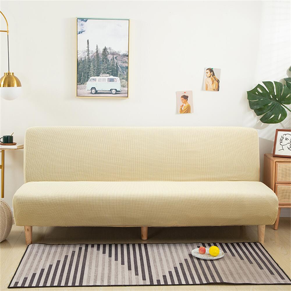 Stretch Armless Sofa Slipcover Durable Solid Color Futon Cover Two Sizes Available Crfatop %sku%