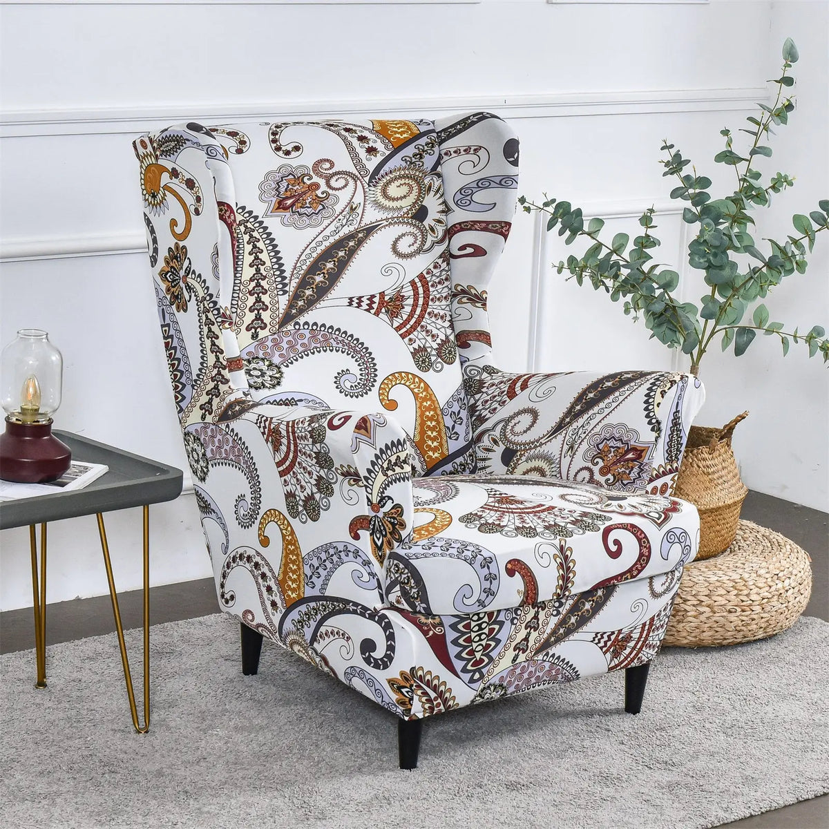 Fashion Floral Wing back Modern Stretch Slipcover Sofa Chair Armchair Cover Furniture Protector US Crfatop %sku%
