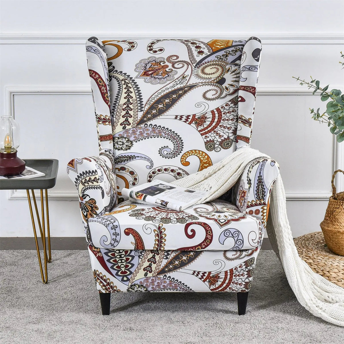 Fashion Floral Wing back Modern Stretch Slipcover Sofa Chair Armchair Cover Furniture Protector US Crfatop %sku%