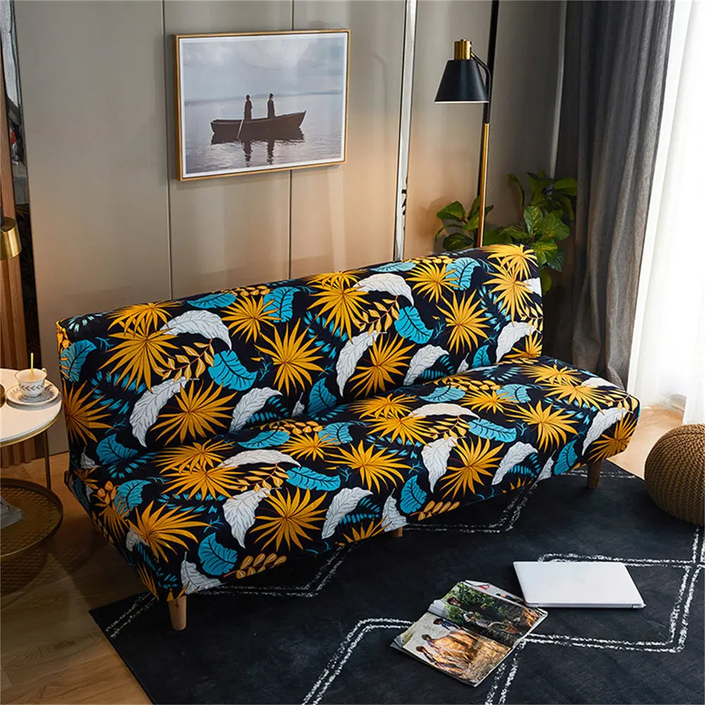 Fashion Folding Futon Sofa Bed Cover Elastic Armless Ethnic Style Couch Slipcover FU003 Crfatop %sku%