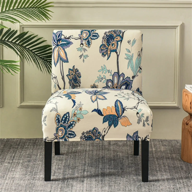 Floral Accent Armless Chair Cover Removable Printing Slipper Chair Cover Top Level Crfatop %sku%