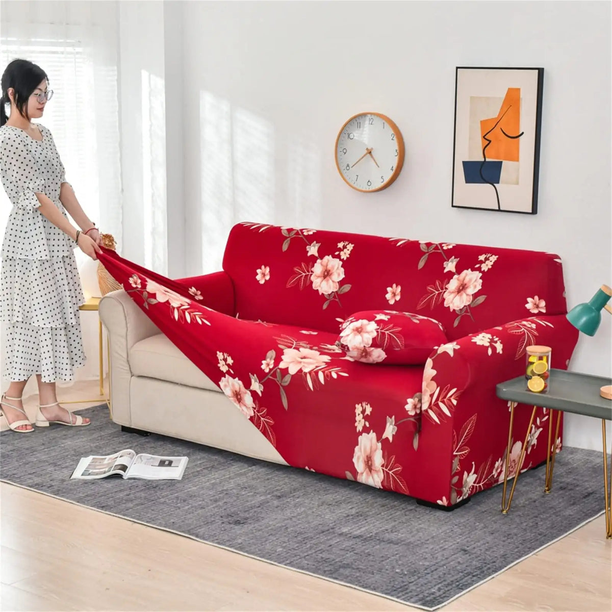 Floral Sofaprint Couch Slipcover Stretch Country Style Sofa Cover for Living Room Crfatop %sku%