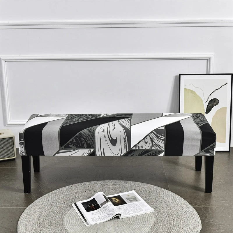 Graphic Print Stretchy Bench Slipcover Durable One Size Dining Bench Cover for Living Room Eco-Ancheng %sku%