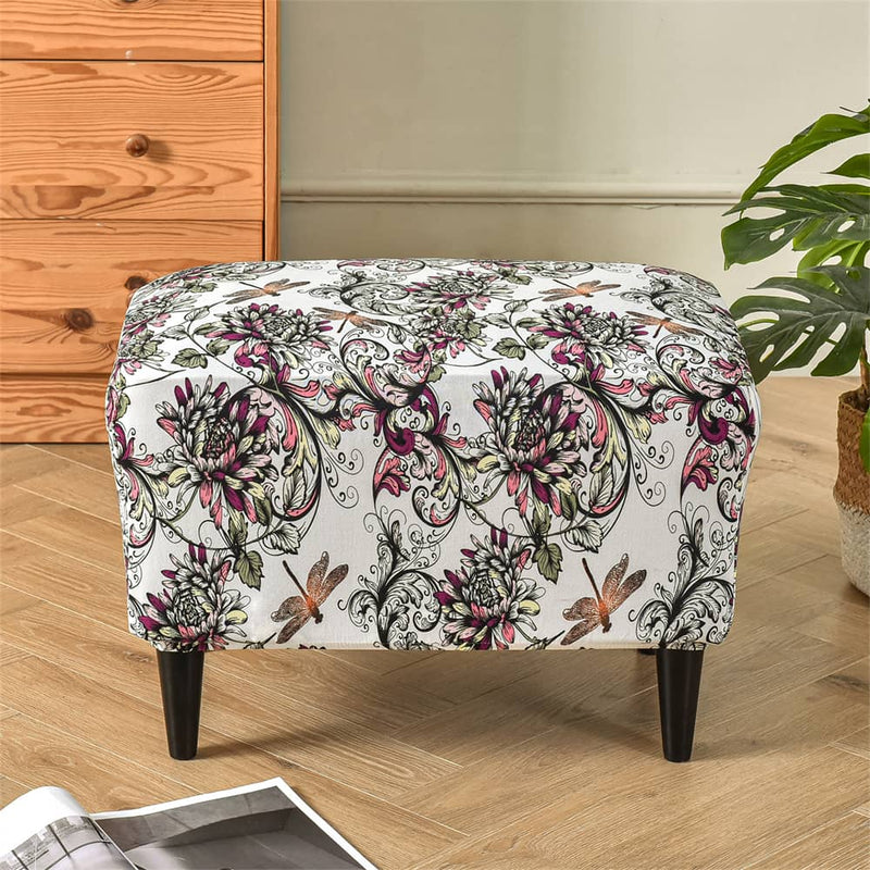 Stretch Ottoman Slipcovers Printed Box Cushion Decro-friendly Color Footstool Sofa Slipcover Crfatop %sku%