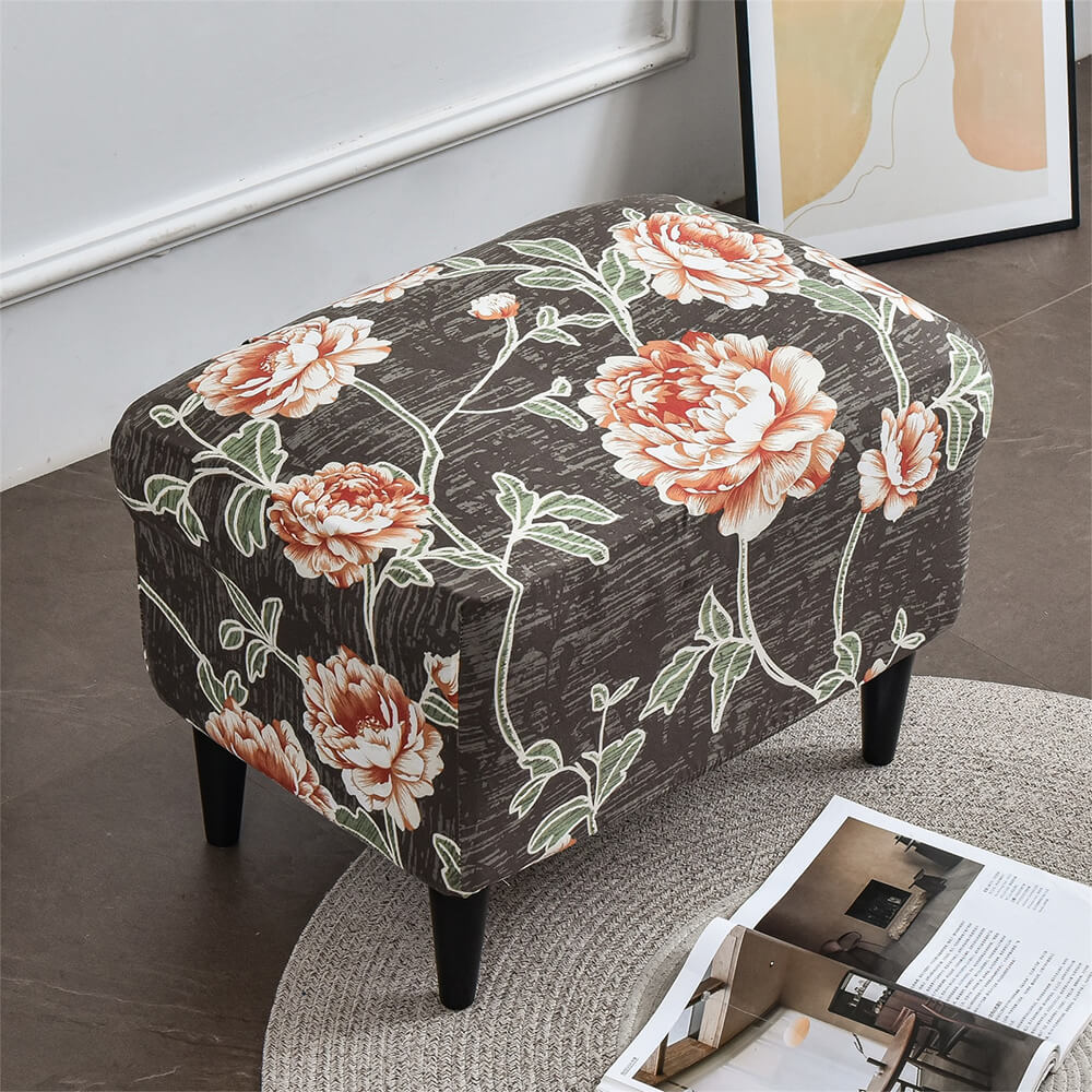 One Piece Ottoman Slipcover Stretch Spandex Floral Rectangle Folding Box Cushion Sofa Cover Crfatop %sku%